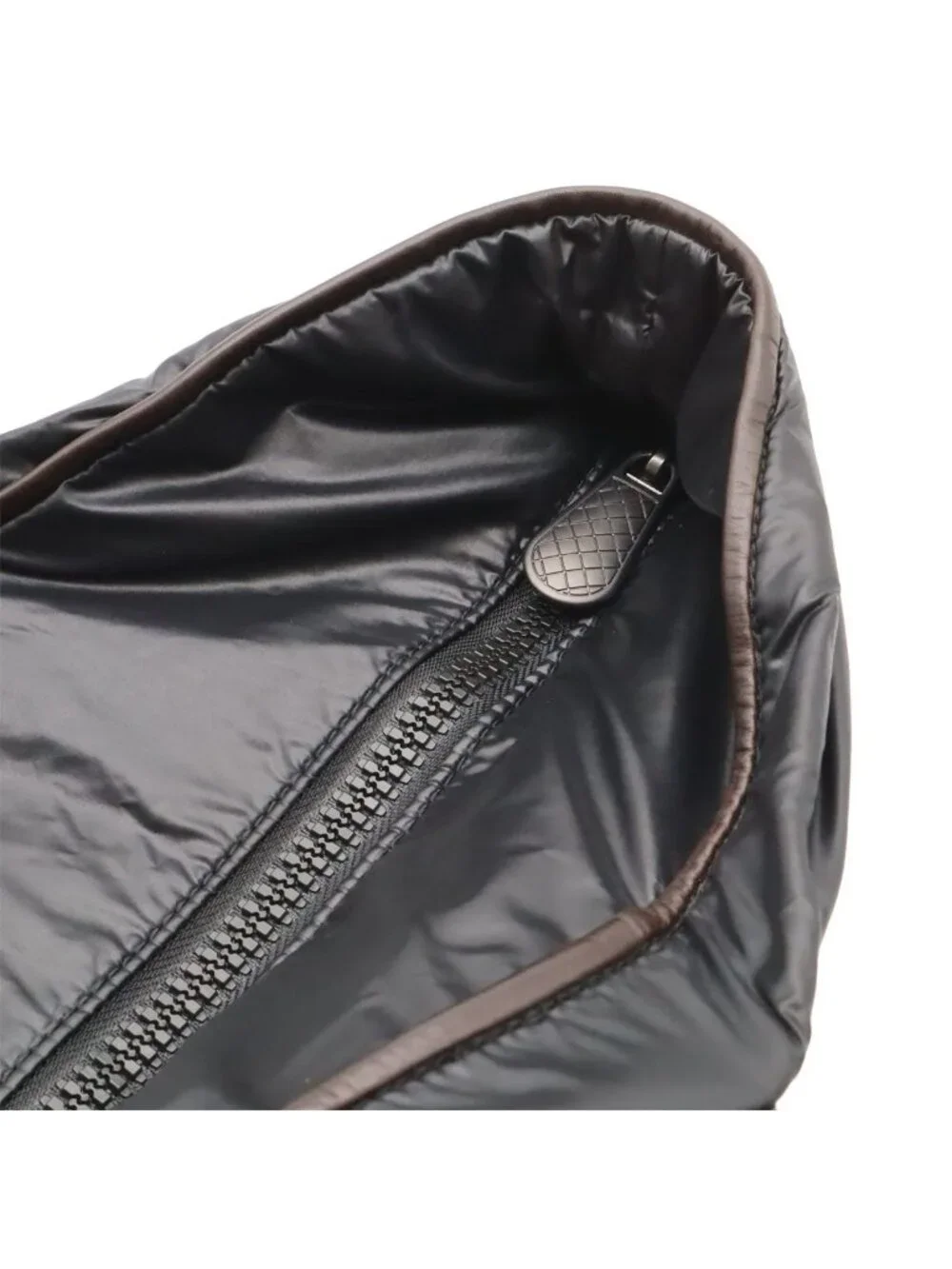 Bottega Veneta Spinner Car Tote Shoulder Bag Nylon Black Dark Brown